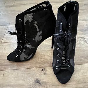 ZARA BASIC lace suede boot heels